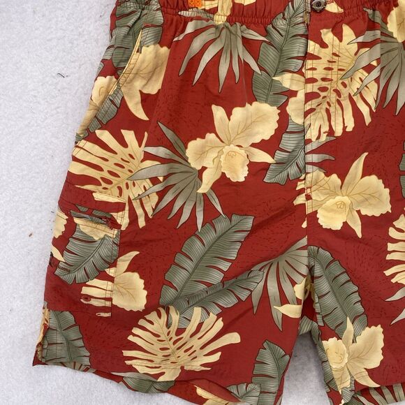 Tommy Bahama Shorts Mens Size XL Orange Floral Swim Trunks Mesh Lining Travel - Picture 13 of 14